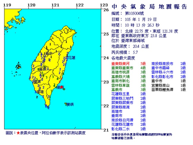 地牛翻身! 10:13東部海域規模5.7地震 | 華視新聞