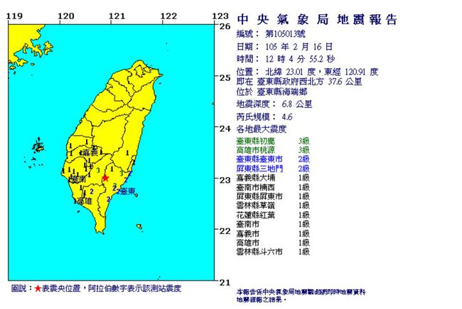 晚間7:35分 宜蘭近海地震規模3.7 | 華視新聞