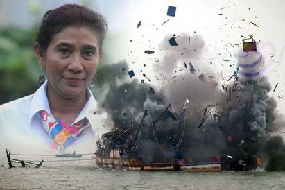 印尼打擊非法捕魚 直接炸掉27艘外國船 | 漁業部長蘇西(Susi Pudjiastuti)