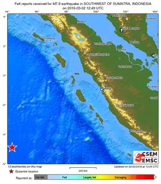 印尼規模8.2強震 深度僅10公里