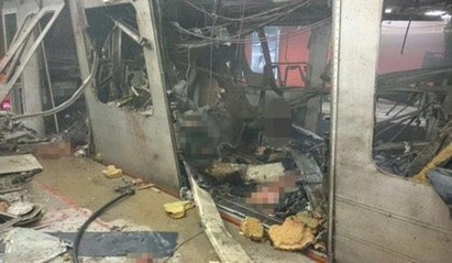 比利時恐攻通緝白衣男 調查證實已自爆身亡 | 地鐵內滿是罹難者的遺體。　翻攝英國《每日郵報》