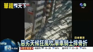 東京狂風大作 大樓鷹架被吹倒