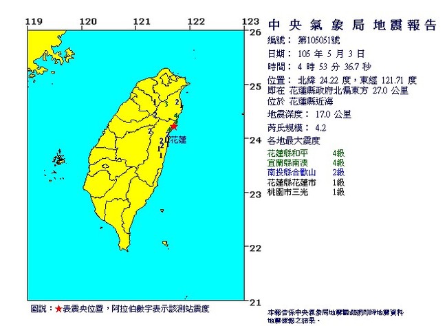 【華視起床號】清晨花蓮連2震 最大震度 4級 | 華視新聞