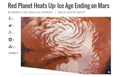 火星開始暖化 冰河期進入尾聲 | 科學家根據在火星極圈冰冠內拍到的雷達影像.（圖片翻自歐洲太空總署）
