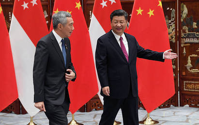 【圖】G20將登場 美總統歐巴馬抵達杭州 | 席近平與新加坡總理李顯龍。