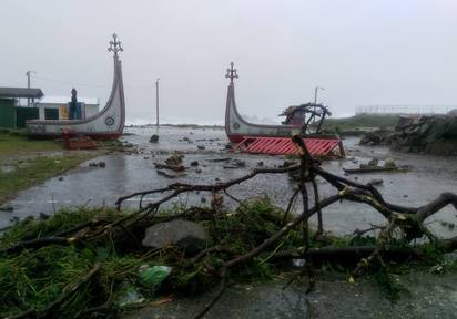莫蘭蒂災情 蘭嶼17級風 吹巨石衝上馬路【影】 | 巨石和大樹枝都被沖上岸。(翻攝瑪拉歐斯臉書)