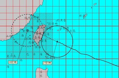 梅姬已觸花東 蘭嶼陣風13級 宜蘭雨量253毫米 | 梅姬颱風目前已接觸到台灣東半部陸地，今天一整天都會受到很大的影響。(翻攝中央氣象局)