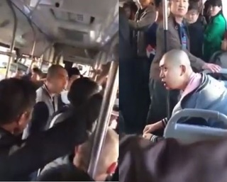 【影】陸光頭男猥褻女 公車上遭圍毆