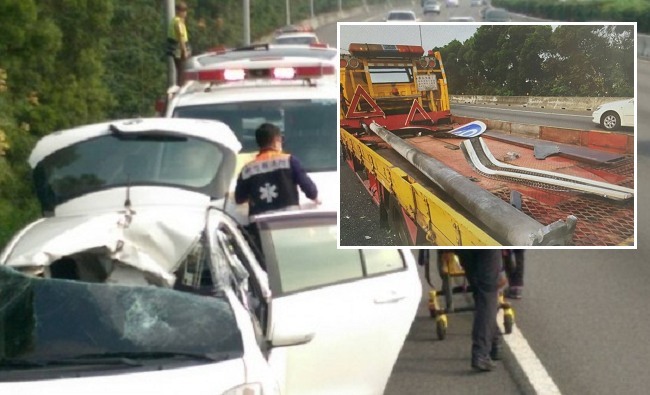 驚! 國道聯結車撞斷號誌砸對向車 駕駛死亡 | 華視新聞