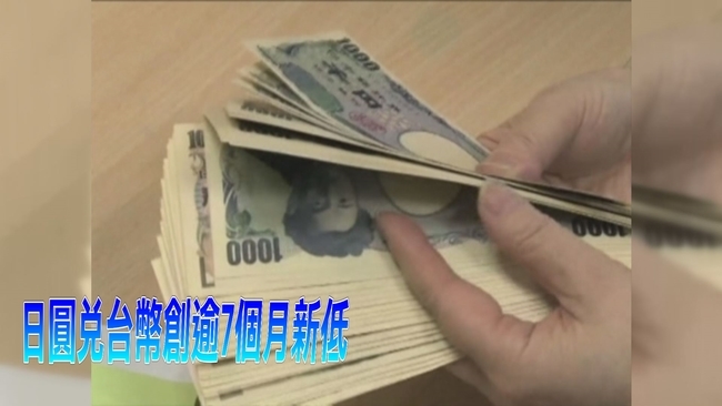 日幣匯率! 日圓兌台幣逾7個月新低 | 華視新聞
