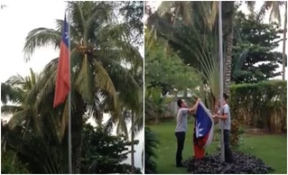 【影】聖多美與我斷交 大使館國旗降下