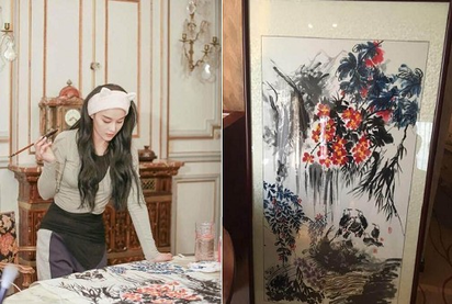 Angelababy拍賣畫作81萬元  網友狠批:太誇張! | 張馨予也一展自己的水墨畫作，並以人民幣7萬元賣出。（合成圖，翻攝自微博）
