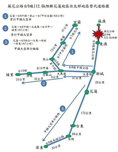 蘇花公路交通中斷 台鐵明再加開4班車 | 替代道路資訊。(翻攝Fun臺鐵)