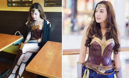 泰國長腿正妹扮神力女超人 吸睛指數破表 | 神力女超人的倩影。
