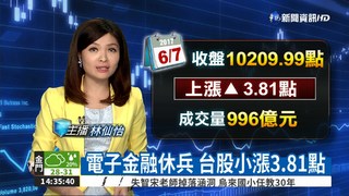 電子金融休兵 台股小漲3.81點