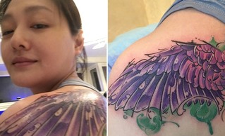 "我的內心是自由的" 大S秀紫色翅膀刺青