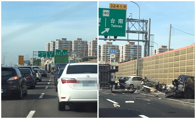 中山高台南大灣段5車追撞! 釀1死6傷 | 華視新聞