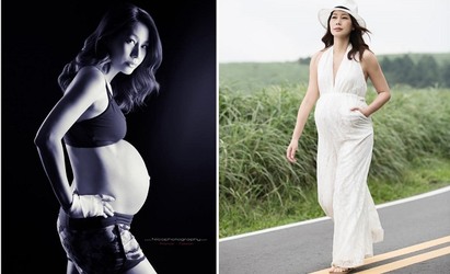 47歲丁寧 超強孕婦孕肚照又跑又跳【圖】 | 丁寧露肚拍孕婦寫真。