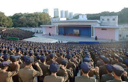 北韓全國團結一致 10萬人集會反美 | (翻攝法新社)
