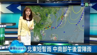 中南部午後有雷陣雨 北台灣短暫陣雨
