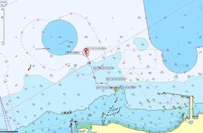 巴拿馬籍「哈威輪」擱淺 航港局午夜驚險救援 | 擱淺拖行救援路線圖(航港局提供)