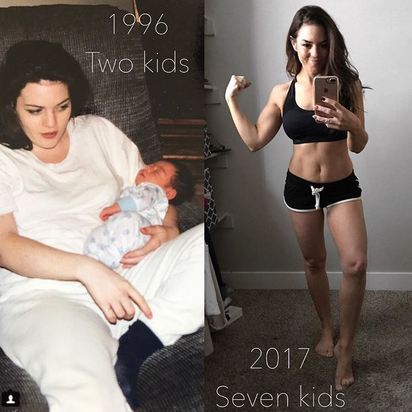 超逆天媽媽 生7胎曬女兒合照根本"姊妹" | 生產後體重降不下來，靠健身回復好身材。