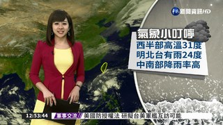 西半部高溫31度 明北台灣降雨24度