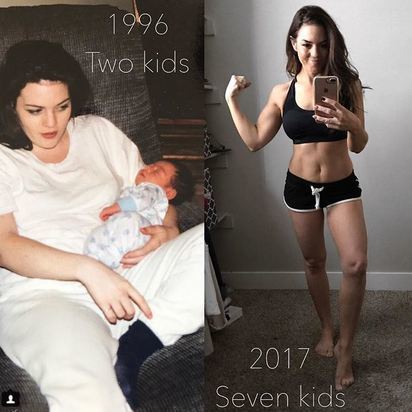 超逆天媽媽 生7胎"健身兼凍齡" 撞臉23歲女兒! | 生產後體重降不下來，靠健身回復好身材。