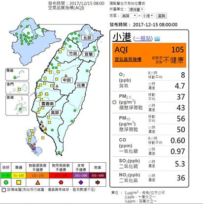 空汙嚴重! 台灣頻爆橘致肺癌死亡率增 | 今天稍早空氣品質。