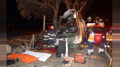 土耳其遊覽車撞樹意外 釀13死46傷 | 土耳其遊覽車撞樹(翻攝網路)