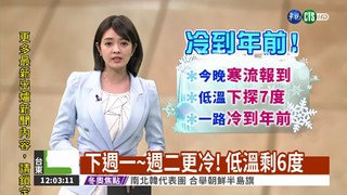 寒流今晚報到 中部以北探13度