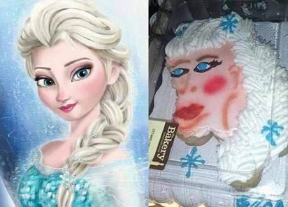 訂《冰雪奇緣》艾莎蛋糕大崩壞 公主慘變"猩猩" | Elsa蛋糕大崩壞。