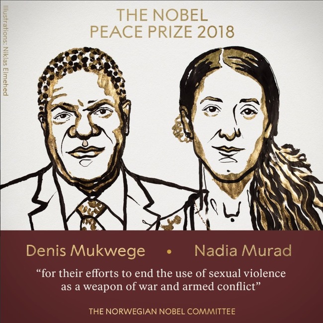 諾貝爾和平獎出爐! 人權鬥士娜迪亞與剛果醫師穆克威吉獲獎 | 華視新聞