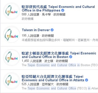 TAIWAN！各國駐外館臉書陸續更名