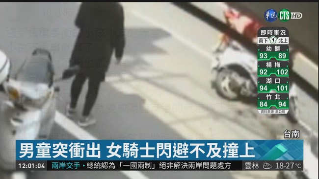男童突衝出 女騎士閃避不及撞上 | 華視新聞