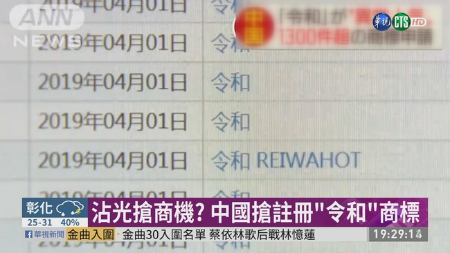 日本新皇即位 中國搶註冊令和商標 | 華視新聞