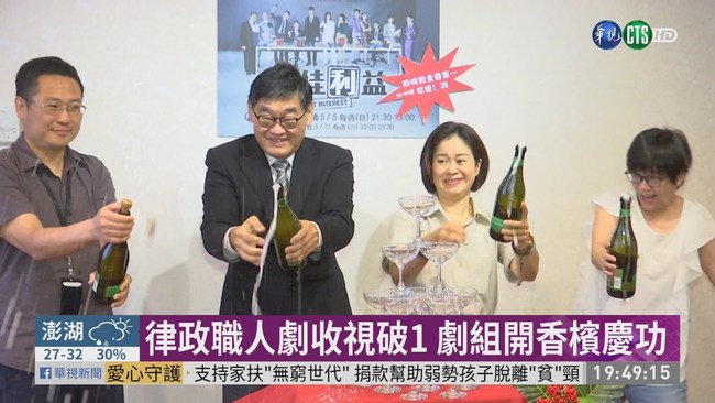 律政職人劇收視破1 劇組開香檳慶功 | 華視新聞