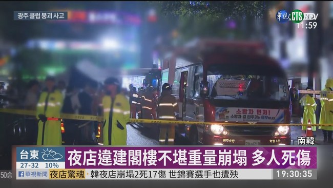 韓夜店崩塌2死17傷 世錦賽選手也遭殃 | 華視新聞