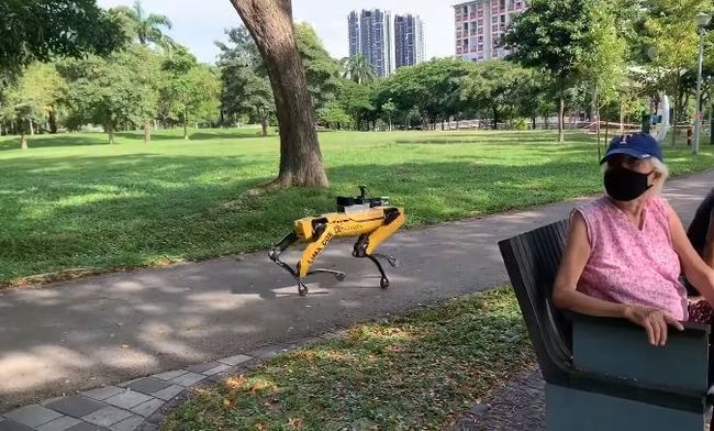 監看社交距離 新加坡派機器狗公園巡邏 | 華視新聞