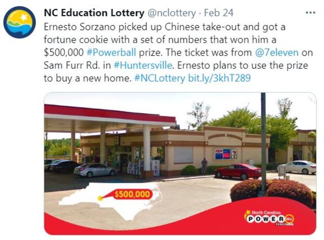 （翻攝自North Carolina Education Lottery Twitter）
