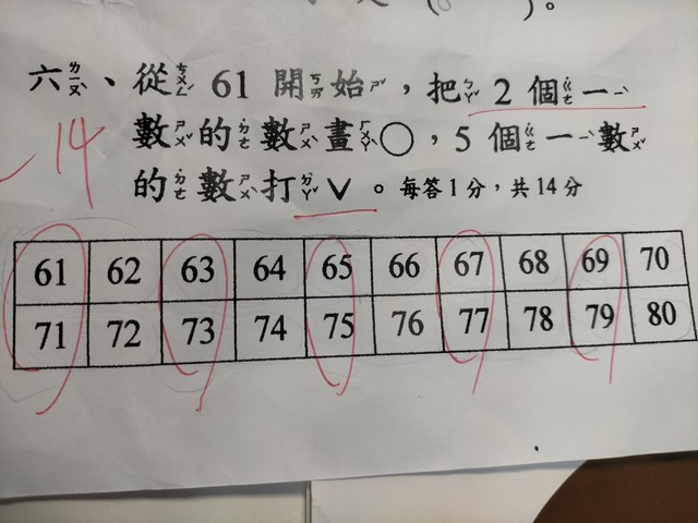 家長貼出小一的數學功課題目。（翻攝自臉書爆怨2公社）