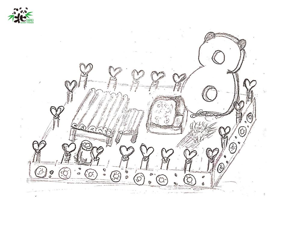 （「圓仔」8歲生日蛋糕設計草圖。／台北市立動物園提供。）