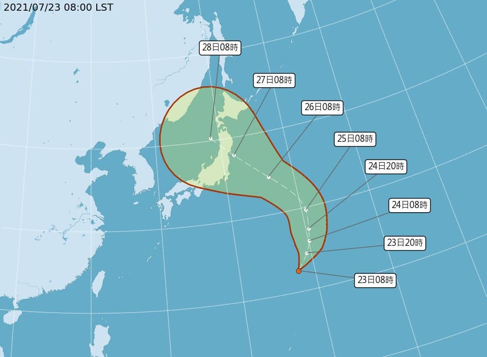 熱帶性低氣壓「TD10」生成，有機會發展為今年第8號颱風尼伯特。（氣象局提供）