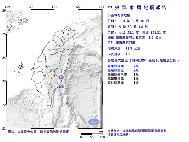 東部5小時連3震 最大規模4.3、震度3級 | 華視新聞