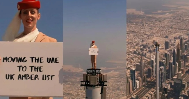 世界最高感謝！阿聯酋空服員站哈里發塔頂謝英國放行 | 華視新聞