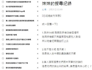 熬夜但皮膚變白、阿嬤覺得飽 姊曝國中妹獵奇「搜尋記錄」