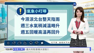 北台灣今雨綿綿 明水氣減.略回溫