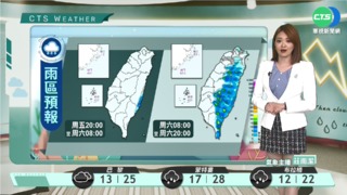 各地雲量增多 北、東降雨機率增