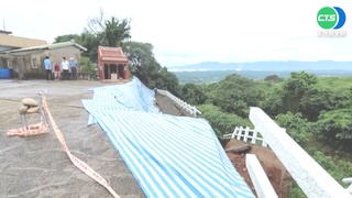 雨下不停! 苗土地公廟地基崩裂秒變危樓