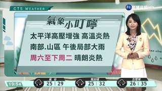 晴到多雲高溫炎熱 午後偏山區雷陣雨